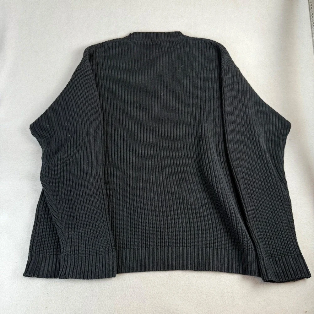 J.Crew Mens XL Black Shaker Rib Knit Crewneck Sweater 100% Cotton Long Sleeve